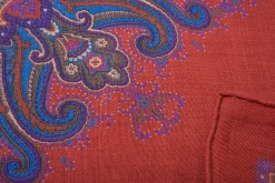 Orange Medallion Silk Wool Pocket Square