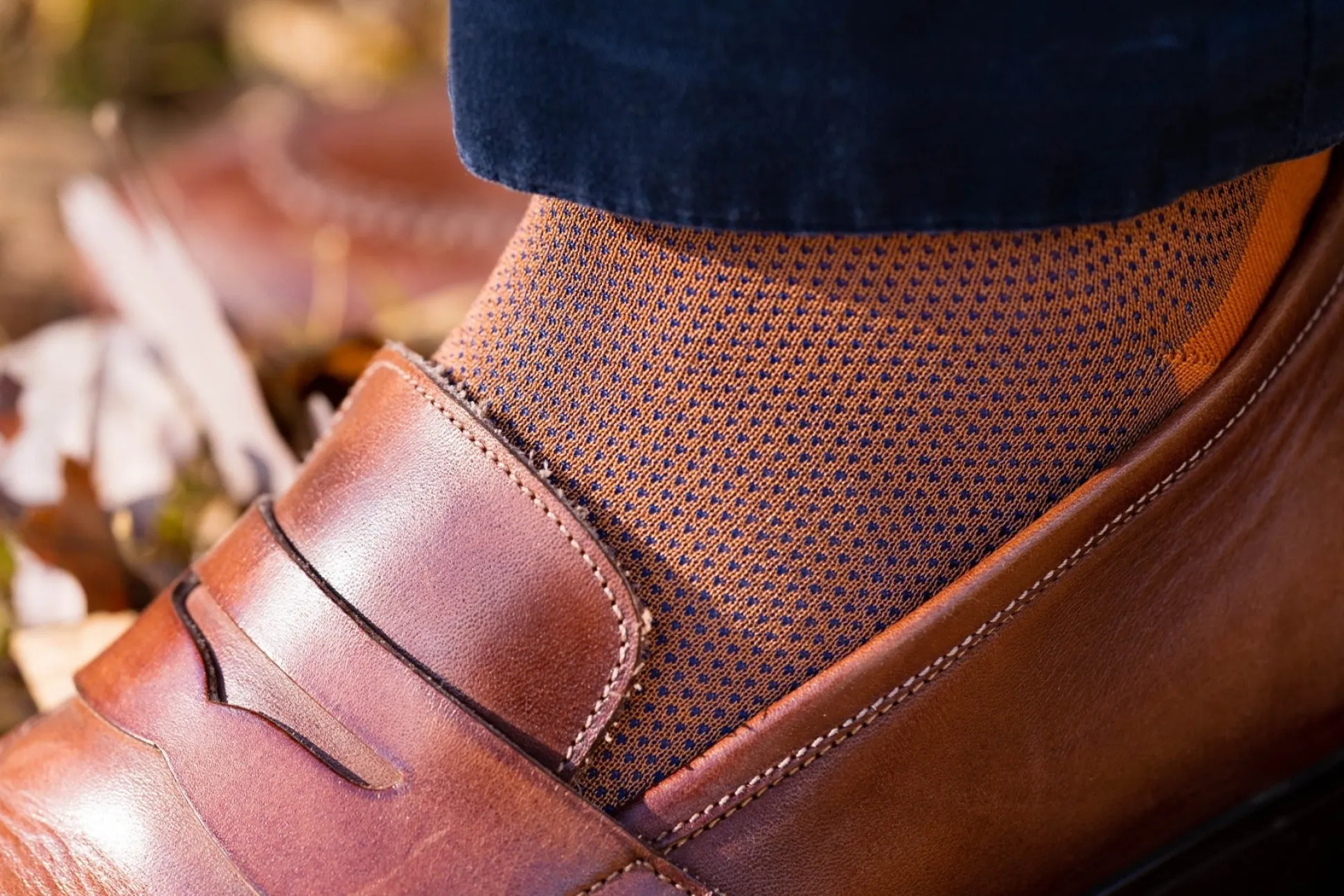 Orange & Navy Blue Two-Tone Cotton Socks
