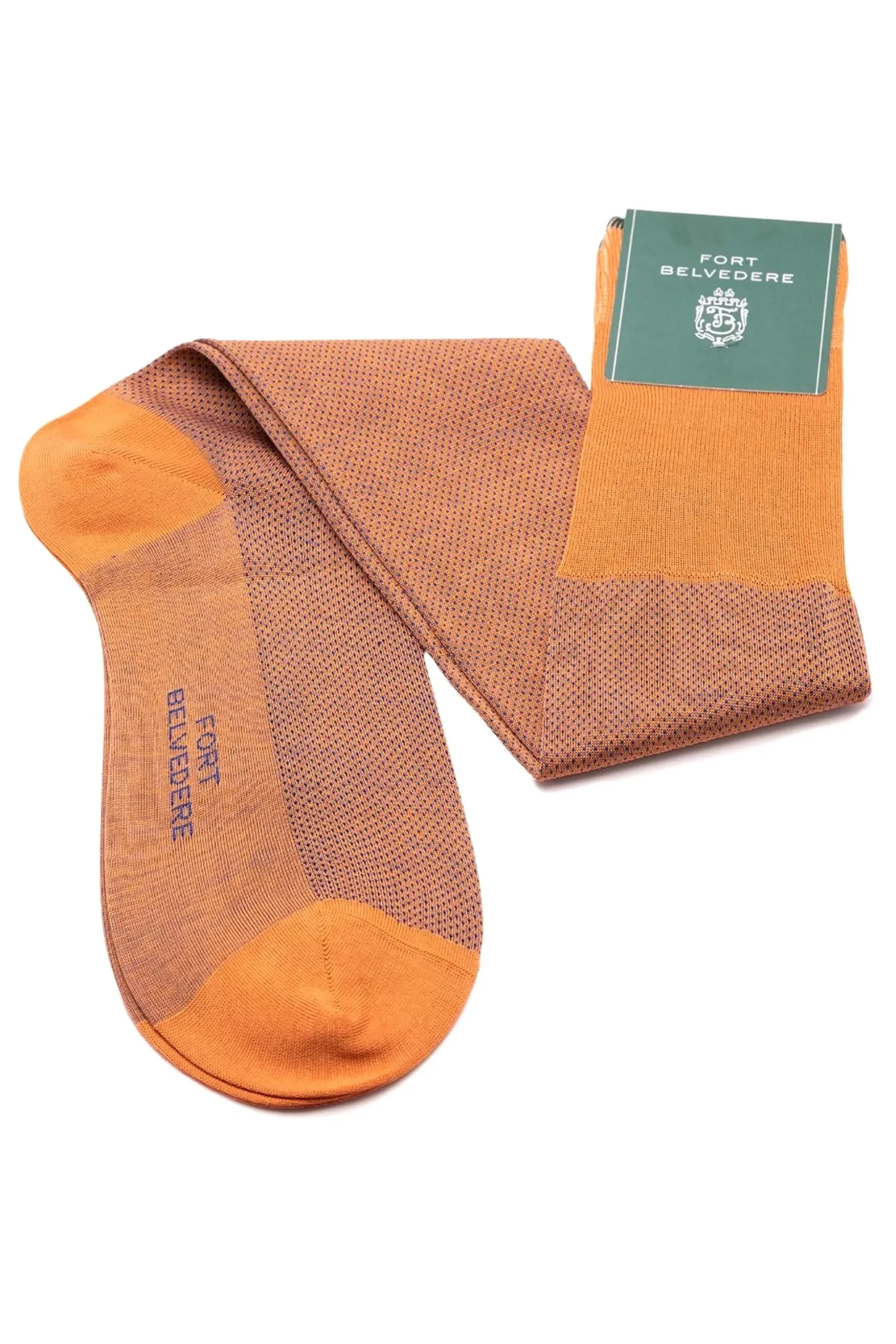 Orange & Navy Blue Two-Tone Cotton Socks