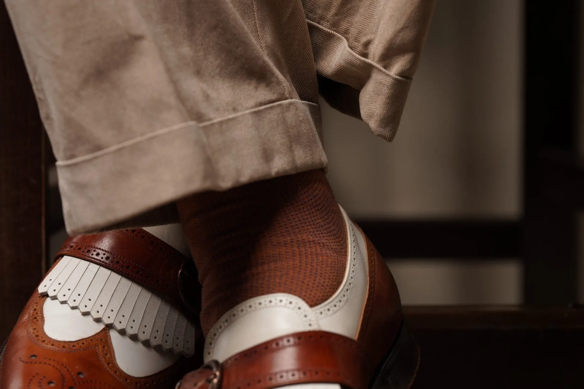 Orange & Navy Blue Two-Tone Cotton Socks