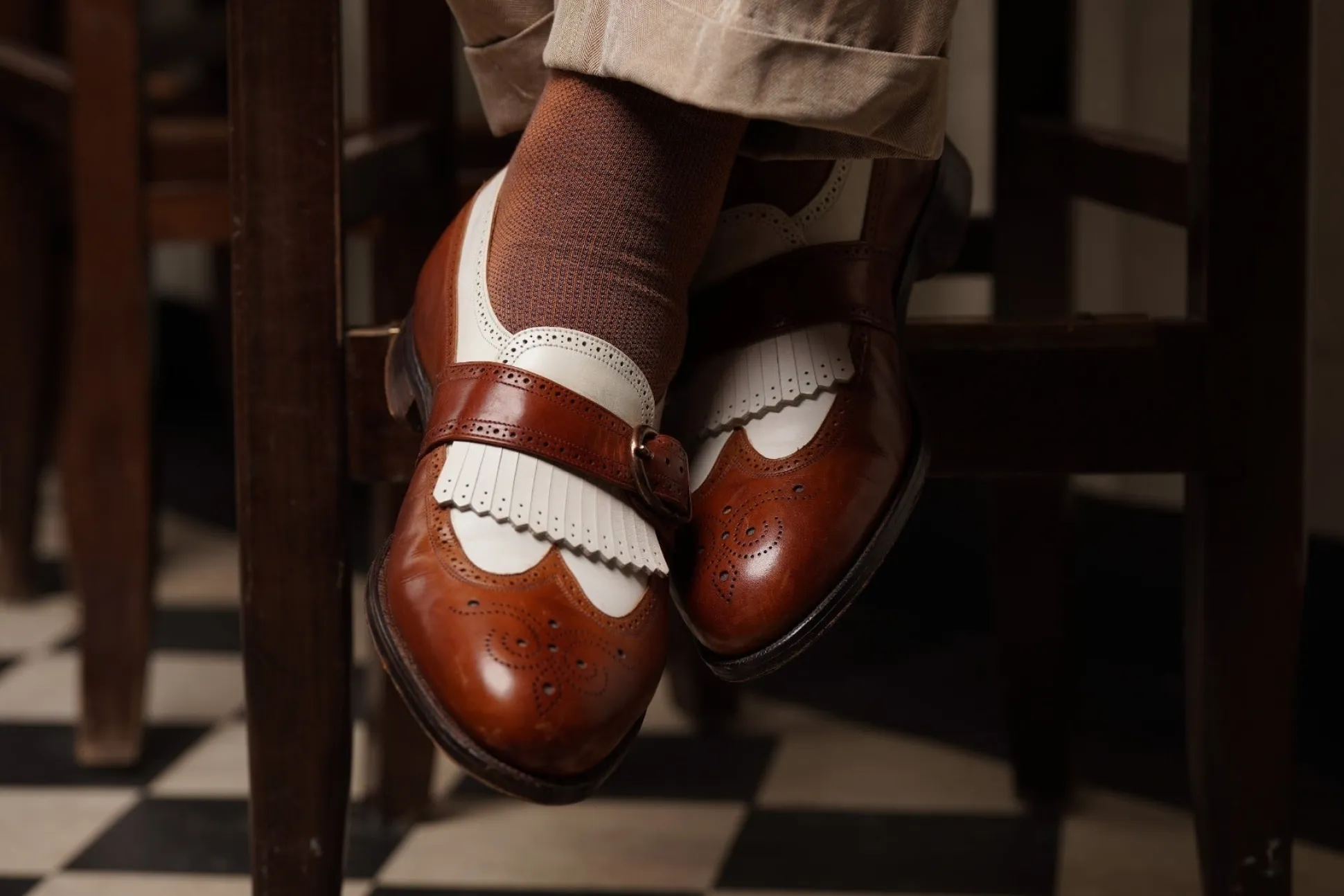 Orange & Navy Blue Two-Tone Cotton Socks