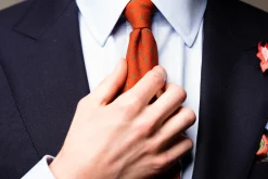 Orange Polka Dot Wool Challis Tie