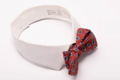 Orange Red Diamond Pattern Jacquard Woven Bow Tie