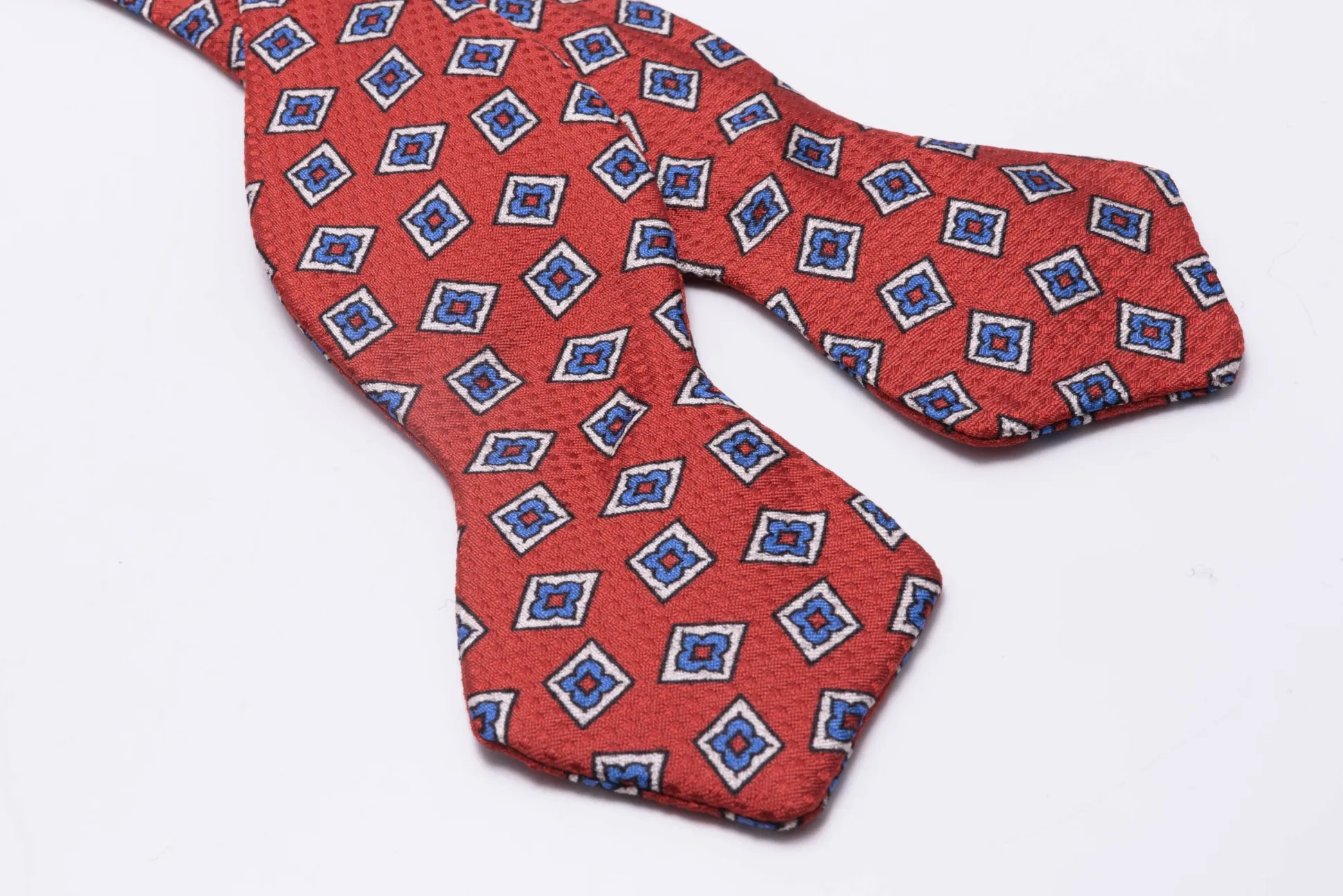 Orange Red Diamond Pattern Jacquard Woven Bow Tie