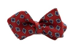 Orange Red Diamond Pattern Jacquard Woven Bow Tie