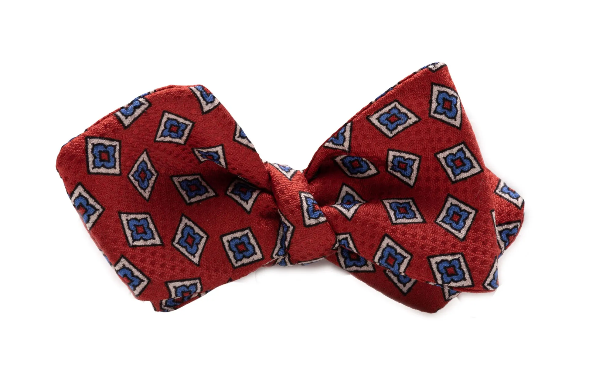 Orange Red Diamond Pattern Jacquard Woven Bow Tie