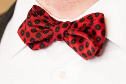 Orange Red Diamond Pattern Jacquard Woven Bow Tie