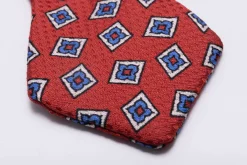 Orange Red Diamond Pattern Jacquard Woven Bow Tie