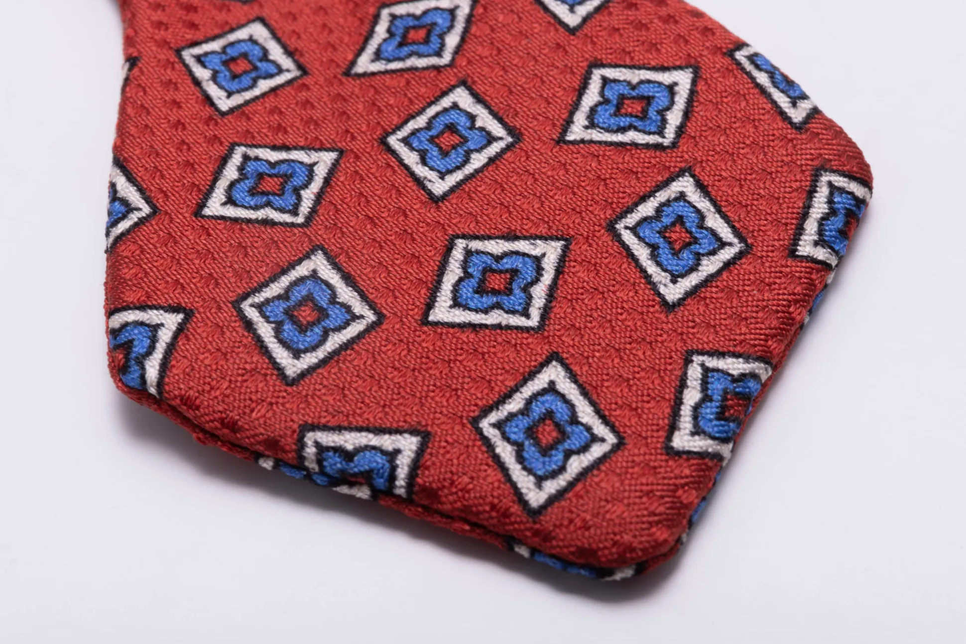 Orange Red Diamond Pattern Jacquard Woven Bow Tie