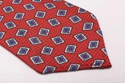 Orange-Red Diamond Printed Jacquard Woven Tie