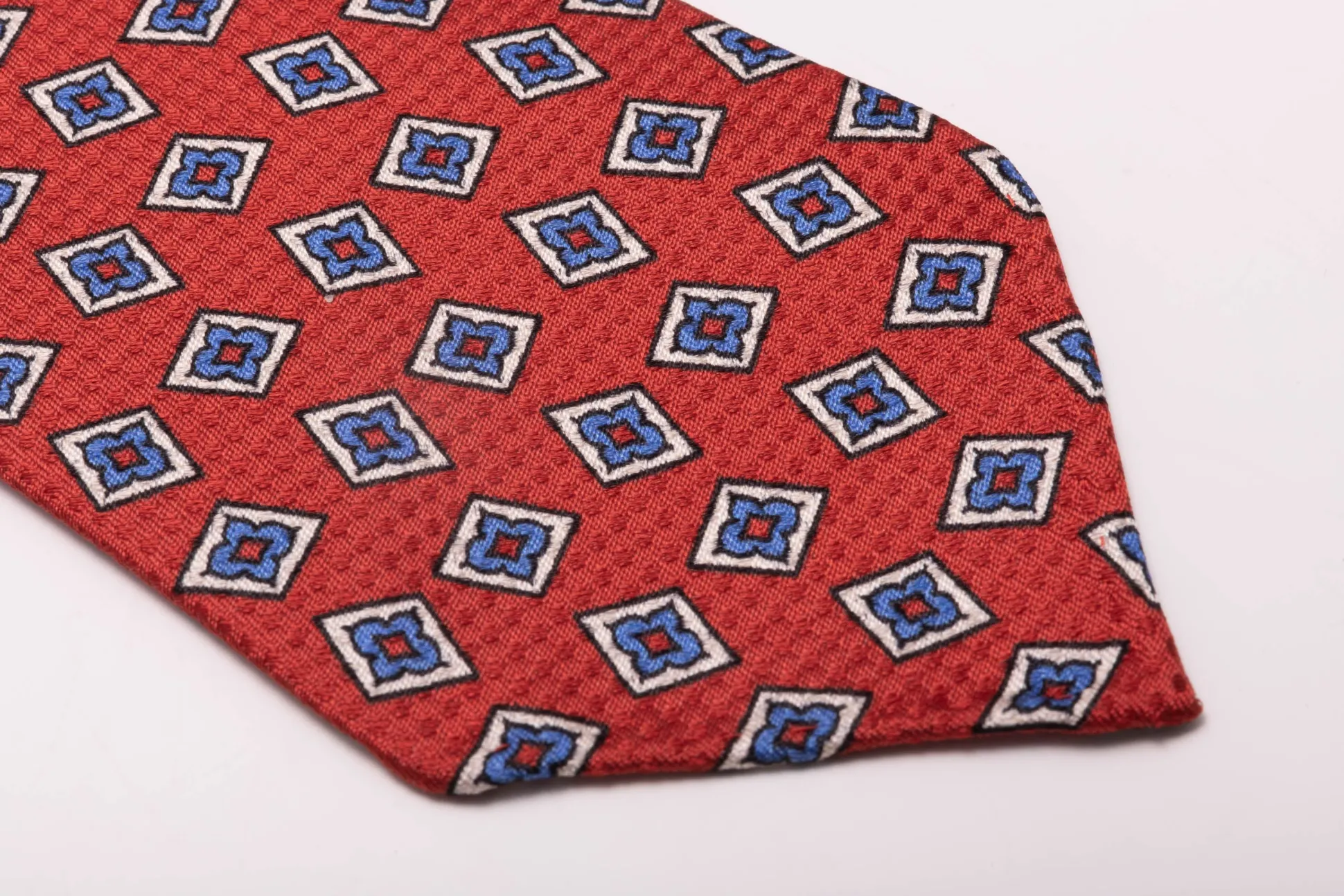 Orange-Red Diamond Printed Jacquard Woven Tie