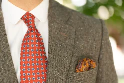Orange-Red Diamond Printed Jacquard Woven Tie