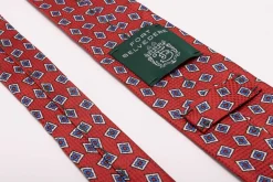 Orange-Red Diamond Printed Jacquard Woven Tie