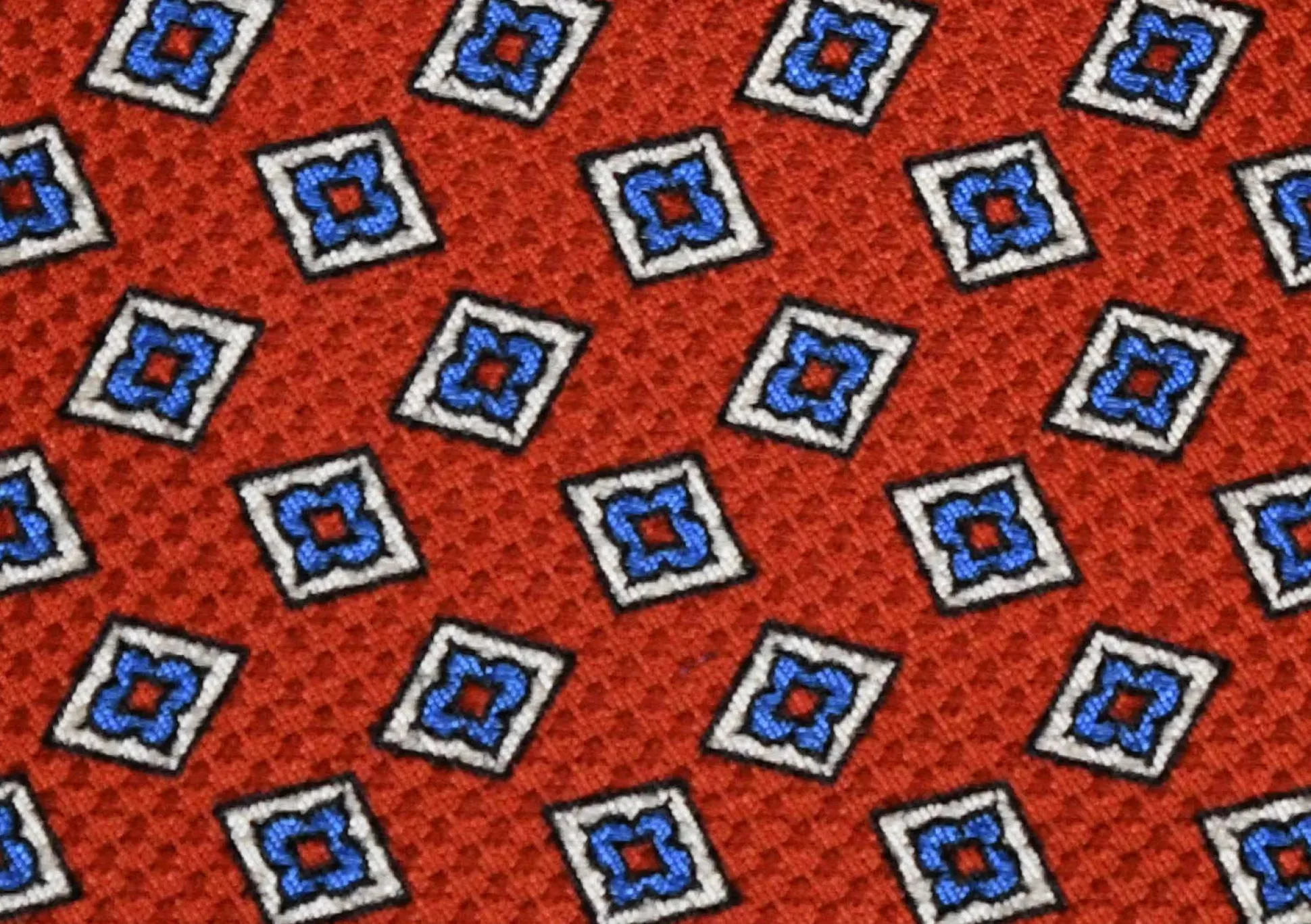 Orange-Red Diamond Printed Jacquard Woven Tie