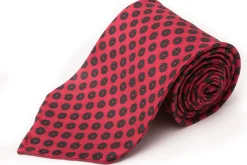 Orange-Red Macclesfield Neats Madder Silk Tie