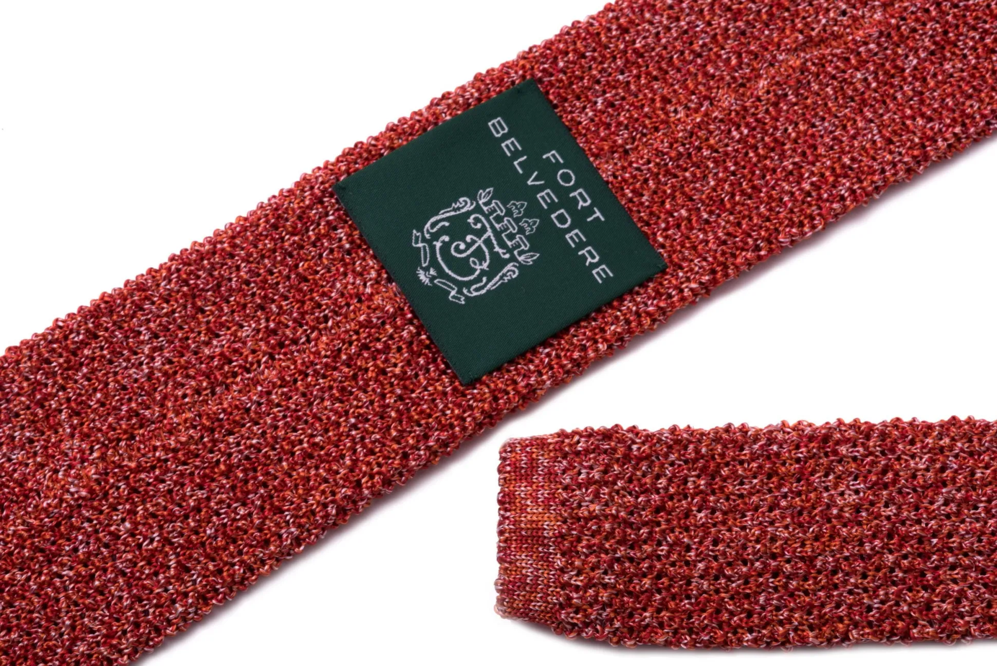 Orange & Red Mottled Silk Knit Tie