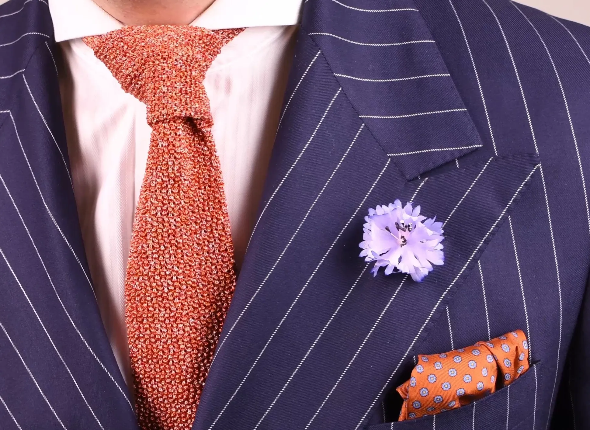 Orange & Red Mottled Silk Knit Tie