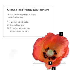 Orange Red Poppy Boutonnière Flower