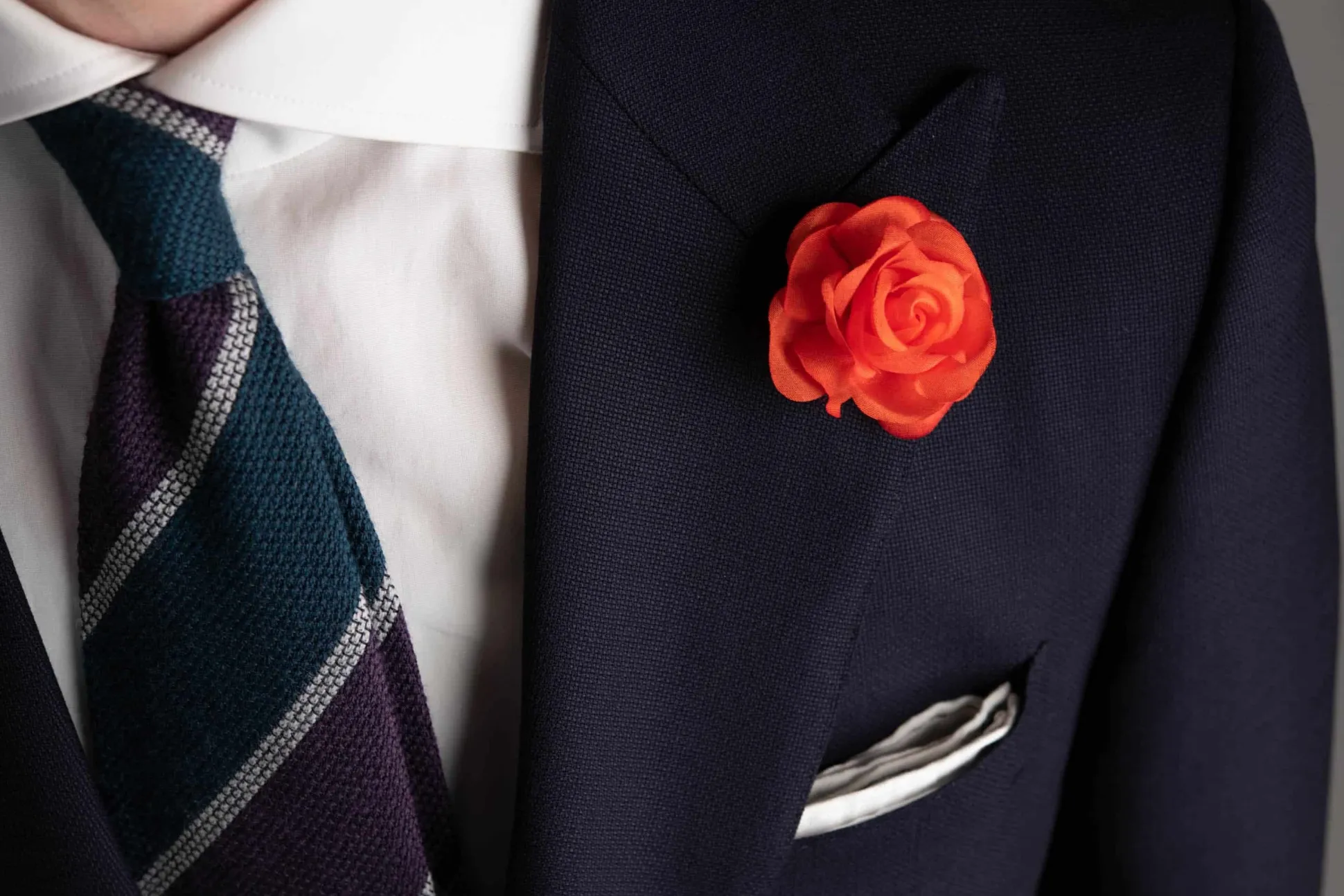 Orange Red Spray Rose Boutonnière Flower