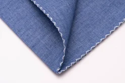 Pale Blue X-Stitch Edge Two-Tone Linen Pocket Square