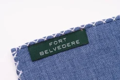 Pale Blue X-Stitch Edge Two-Tone Linen Pocket Square