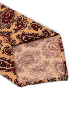 Pale Yellow Paisley Madder Silk Tie