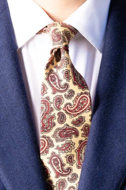 Pale Yellow Paisley Madder Silk Tie