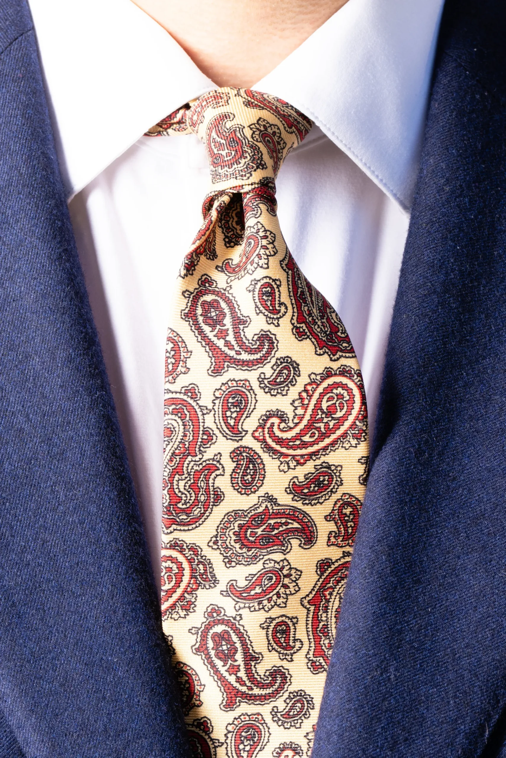 Pale Yellow Paisley Madder Silk Tie