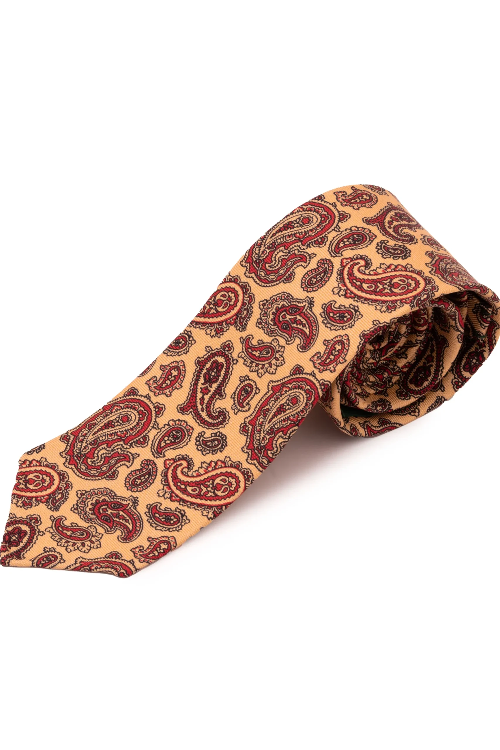 Pale Yellow Paisley Madder Silk Tie