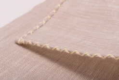 Pale Yellow X-Stitch Edge Light Brown Linen Pocket Square