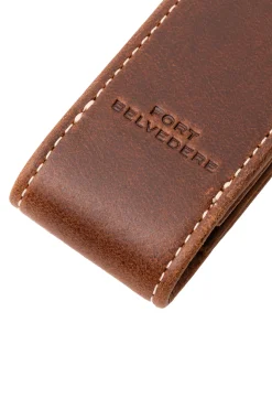 3-Pen Antique Mahogany Full-Grain Leather Pen Case