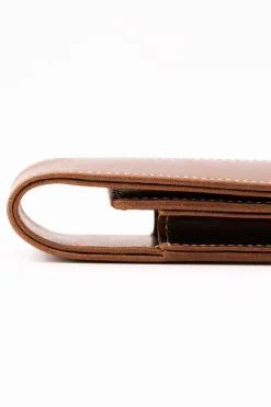 3-Pen Antique Mahogany Full-Grain Leather Pen Case