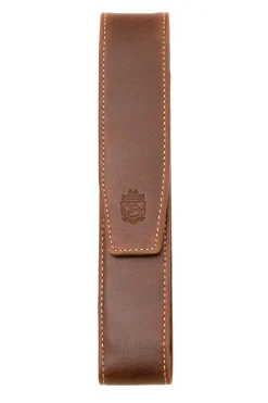 3-Pen Antique Mahogany Full-Grain Leather Pen Case