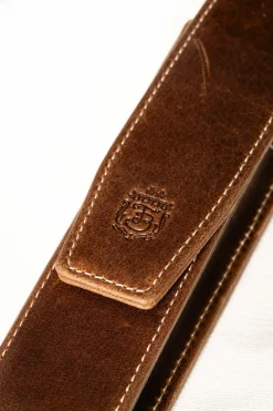 3-Pen Antique Mahogany Full-Grain Leather Pen Case