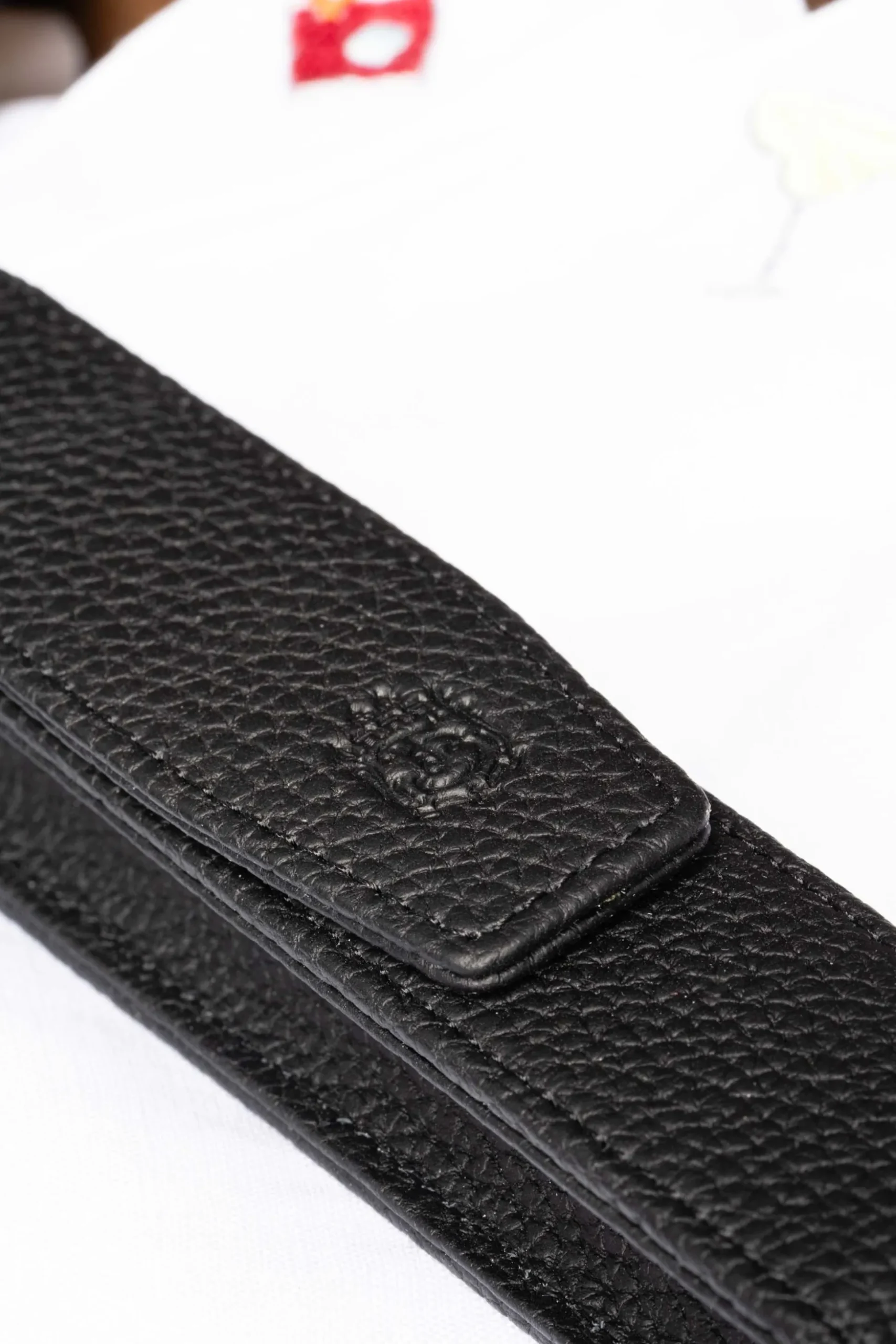 3-Pen Black Full-Grain Calf Togo Leather Pen Case