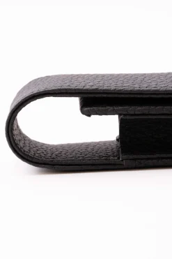3-Pen Black Full-Grain Calf Togo Leather Pen Case
