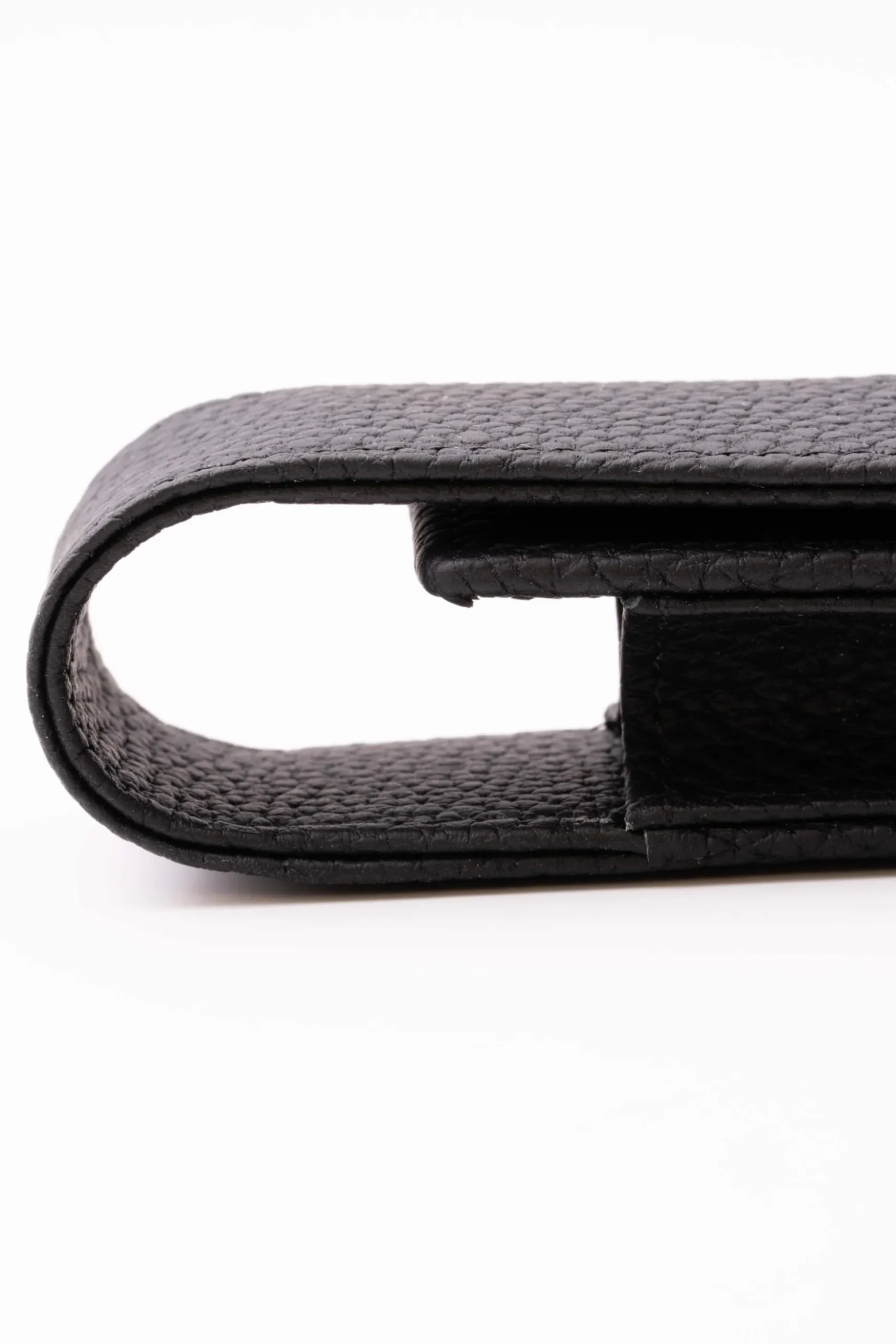 3-Pen Black Full-Grain Calf Togo Leather Pen Case