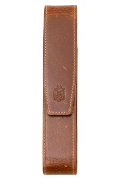 3-Pen Saddle Brown Dumont Full-Grain Leather Pen Case