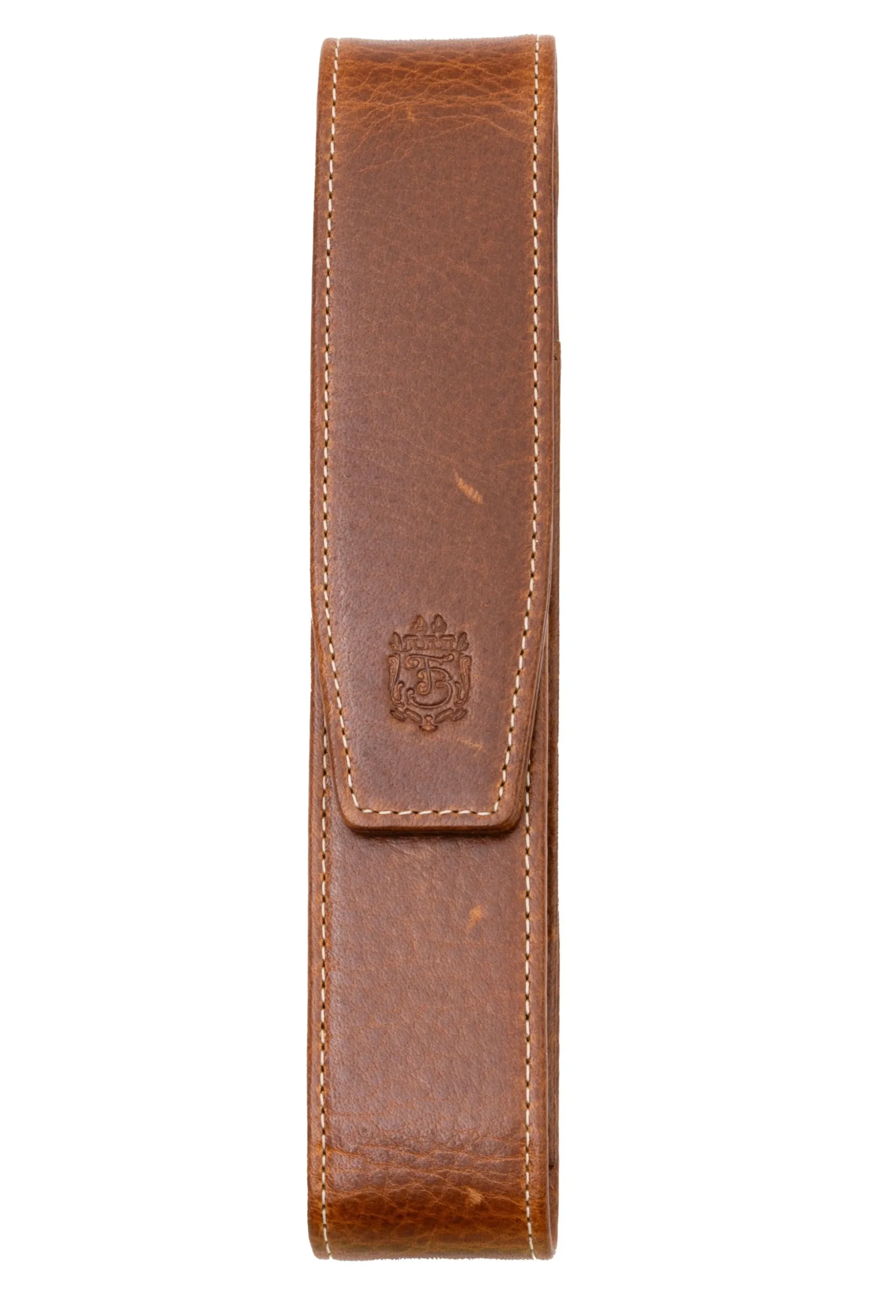 3-Pen Saddle Brown Dumont Full-Grain Leather Pen Case