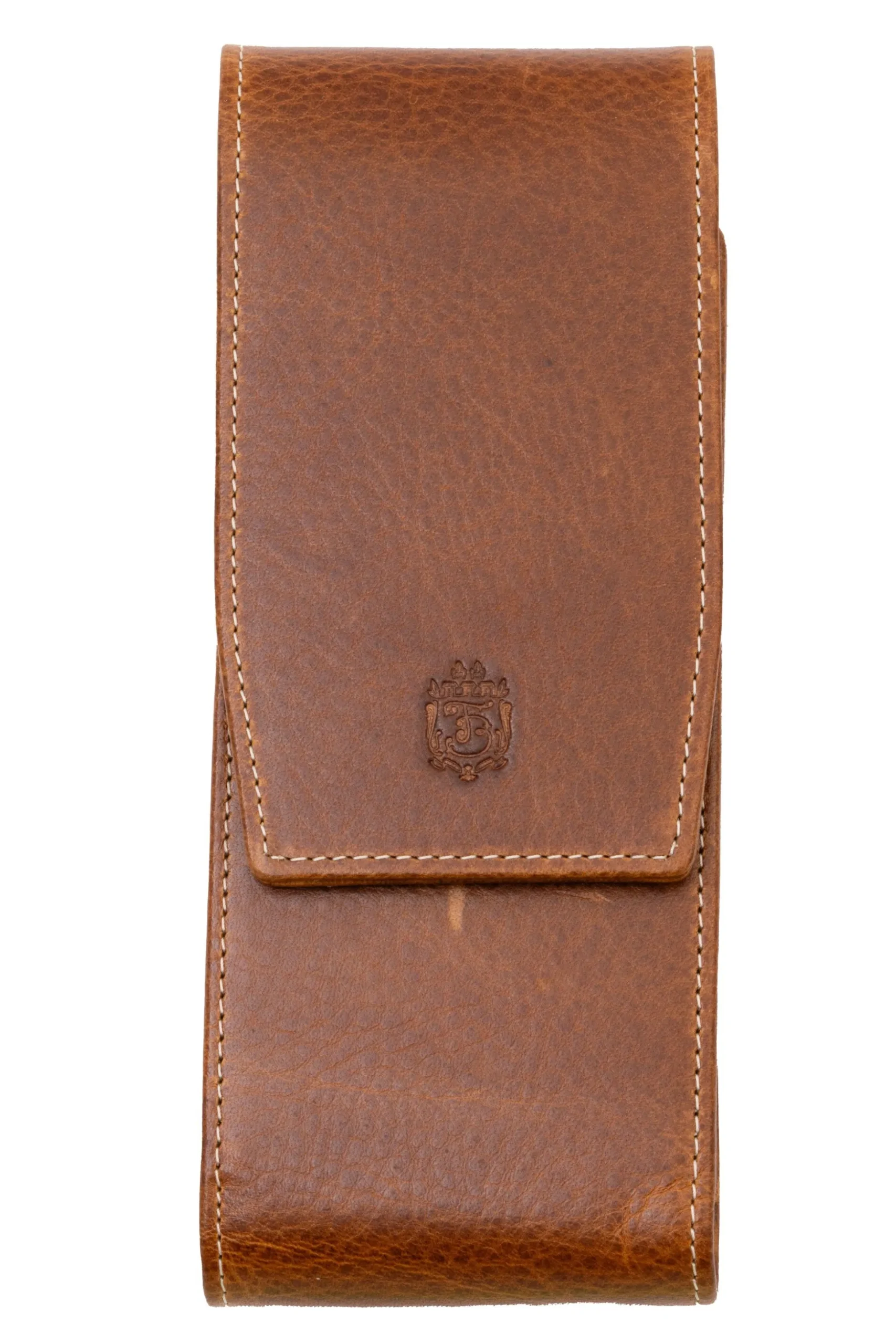 3-Pen Saddle Brown Dumont Full-Grain Leather Pen Case