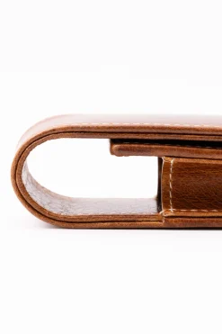 3-Pen Saddle Brown Dumont Full-Grain Leather Pen Case