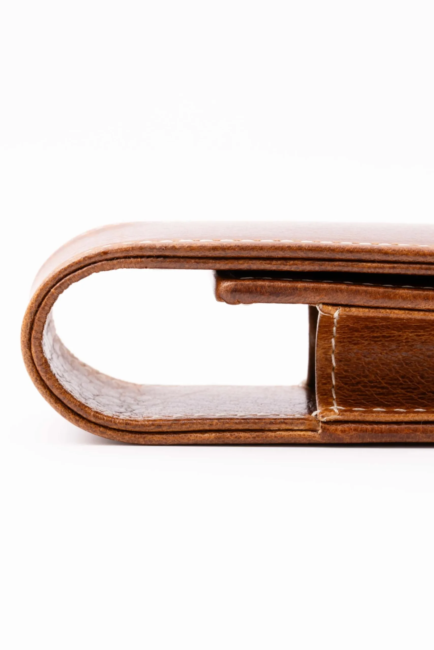 3-Pen Saddle Brown Dumont Full-Grain Leather Pen Case