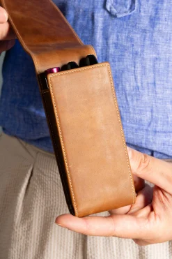 3-Pen Saddle Brown Montecristo Full-Grain Leather Pen Case