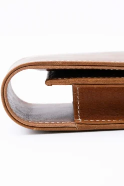 3-Pen Saddle Brown Montecristo Full-Grain Leather Pen Case