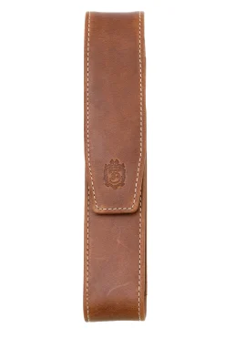 3-Pen Saddle Brown Montecristo Full-Grain Leather Pen Case