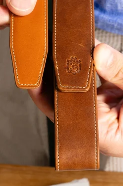 3-Pen Saddle Brown Montecristo Full-Grain Leather Pen Case