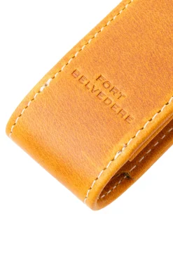3-Pen Vintage Gold Full-Grain Leather Pen Case