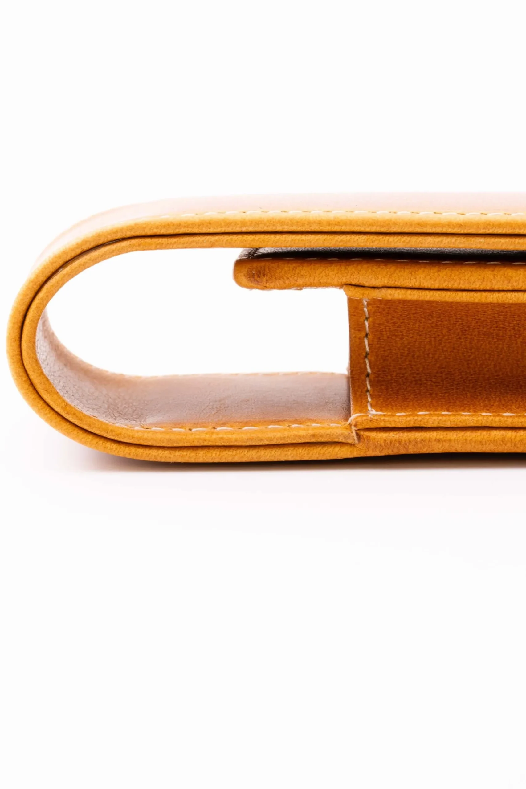 3-Pen Vintage Gold Full-Grain Leather Pen Case