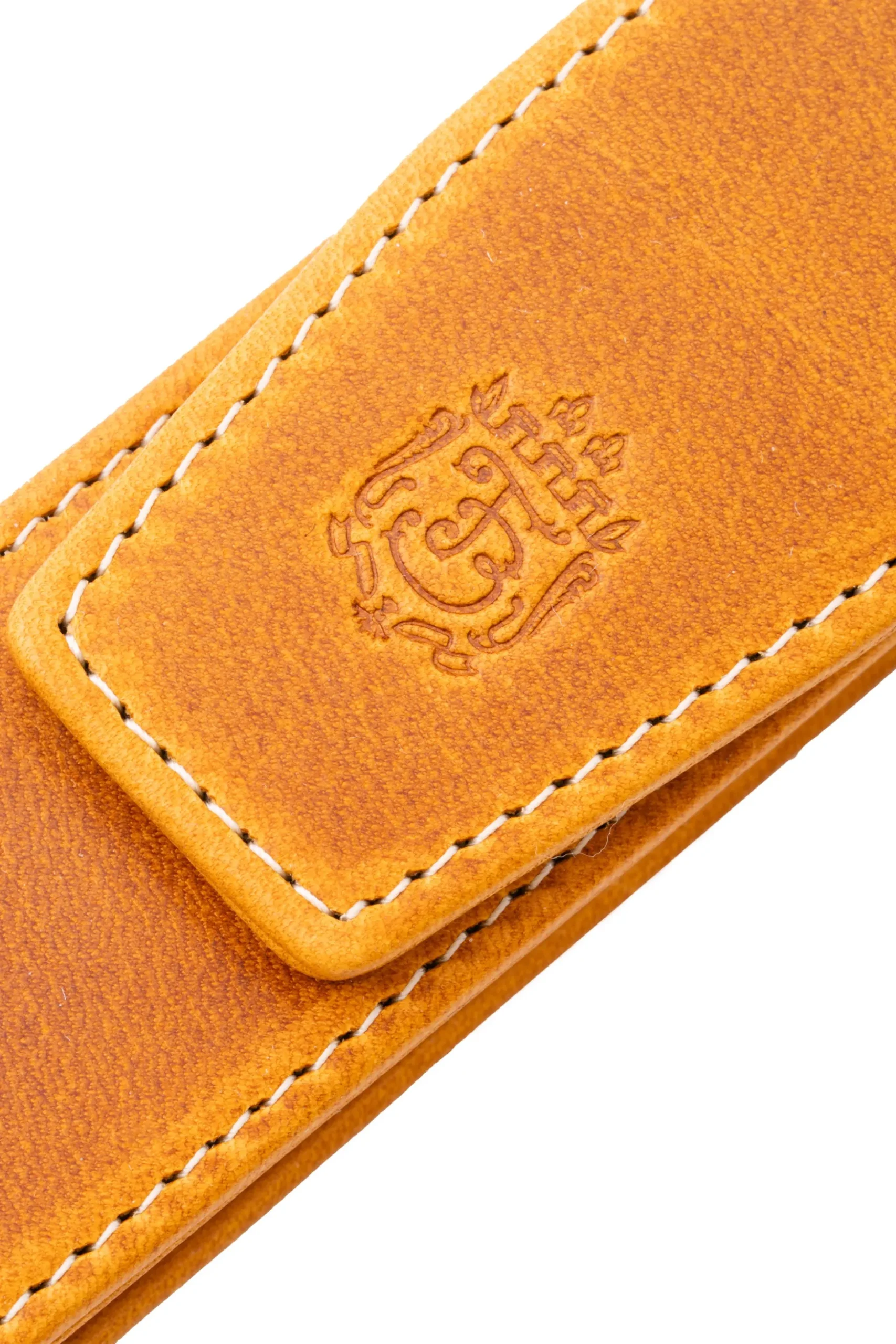 3-Pen Vintage Gold Full-Grain Leather Pen Case