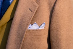 Periwinkle Blue X-Stitch Edge White Flannel Pocket Square